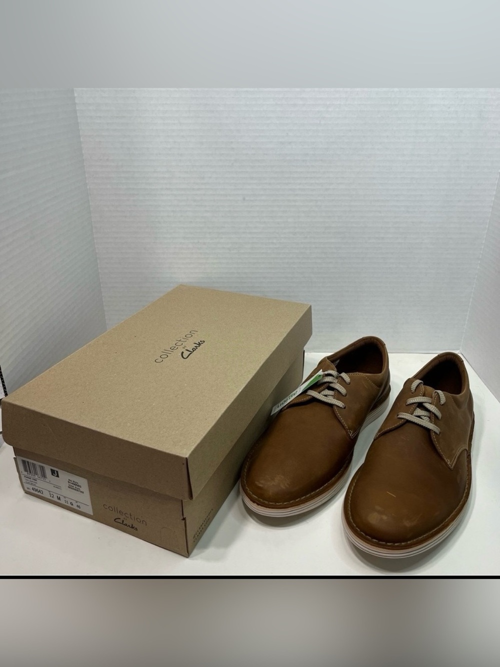 COLLECTION BY CLARKS Forbes Vibe tan leather lace up shoes men’s size 12 NWT